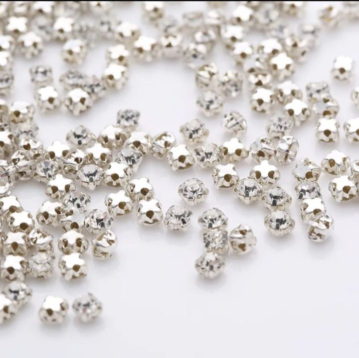 40pc Multi Sizes Crystal Acrylic Sew On Rhinestones with Silver/Gold Flatback Sewing beads For Wedding Dress DIY Crafts supplies
