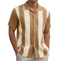 Summer Men's Clothing Luxury Suit Sollar Striped Shirts Leisure Streetwear Button-down Short Sleeve Fashion Retro Popular Blouse. 