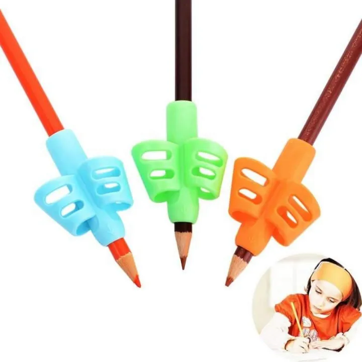 3Pcs / Set Children Pencil Holder Tools Silicone Two Finger Ergonomic ...