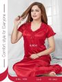Silk One Part Nighty for Women - Maroon Color - Night Gown - Casual Sleepwear - Pretty Night Dresses - Comfortable and Stylish. 