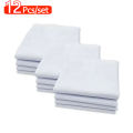 12 Pcs Soft Cotton White Handkerchiefs Soild Color Men's Handkerchiefs for Wedding Eating Food Wiping Sweat Exercise.