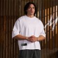 Oversized Boxy Dropped Shoulders Mens Running T-shirts 100% Cotton Heavyweight Half Sleeve Sports T Shirts Casual Gym Clothing.
