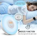 FITFORT Alarm Clock Wake Up Light-Sunrise/Sunset Simulation Table Bedside Lamp Eyes Protection [New Generation] with FM Radio, Nature Sounds and Touch Control Function (White), Green. 