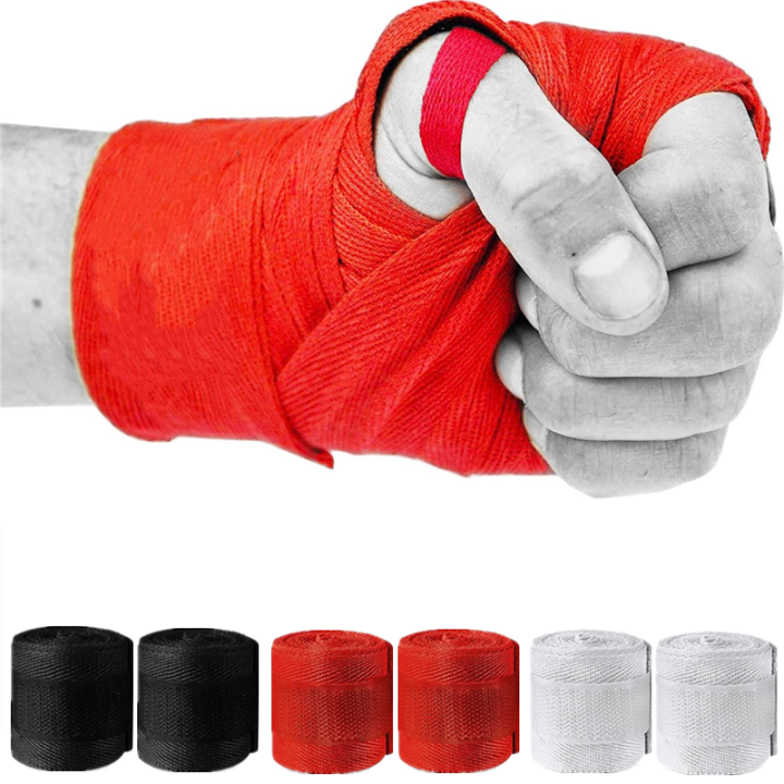 2 Rolls 2.5M Cotton Boxing Bandage Sports Strap Sanda Gauntlets MMA Hand Gloves Wraps Belt Wraps