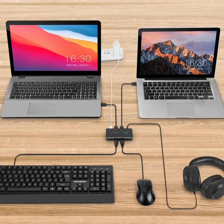 RSHTECH%20USB%203.0%20Hub%20Switch%20Selector%20with%204%20USB%203.0%20Ports%20Aluminum%202%20Computers%20Sharing%205%20Peripheral%20Devices%20USB%20KM%20Switcher%20Hub%20-%20Image%203