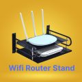 2 Layer New Metal Wifi Router Stand Double Layer Wall Mounted Home decorator - (Black).