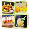 50/100pcs Bamboo Skewers Cocktail Picks for Appetizers Wooden 4.7 IN Sandwich Hamburger Skewers Disposable Fruits BBQ Food Forks. 