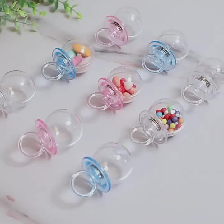 12pcs/set Transparent Plastic Wedding Candy Box Cute Pacifier Shape Storage Box Baby Shower Birthday Party Gift Packaging Box
