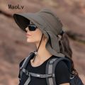 Summer Hat Women Outdoor UV Anti Neck Protection Sun Visor men Fishing Hiking Wide Brim Shawl Sunscreen Ponytail Cap undefine. 
