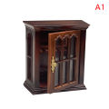 1/12 Multifunction Wood Cabinet Bookcase Cabinet Miniature Furniture Handcrafted Wall Cabinet Dollhouse.