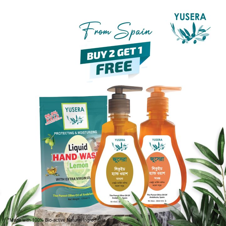 Yusera Hand Wash (Mango 300 ml + Orange 300 ml) free hand wash refill 170 ml (Total 770ml)
