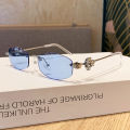 Cycling 1/3pcs Fashion Y2K Small Frame Polygon Metal Sunglasses Women Luxury Brand Rhinestone Sun Glasses Rimless Punk Eyewear.