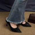 2025 Spring/Autumn New Women's Gentle Pointed Toe High Heels  - Shallow Cut Stiletto Heel Shoes, Bow Decor Elegant Shoes. 