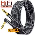 3.5mm Jack Audio Cable 90 Degree Elbow Male to Straight Male Speaker Aux Wire For Samsung Xiaomi MP3/4 Video Adapter Cord. 