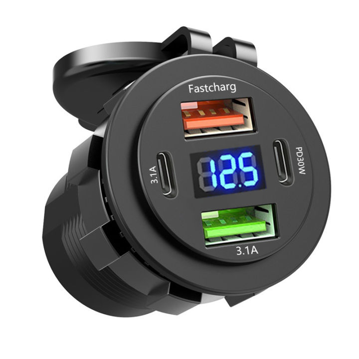 83W%20USB%20PD%20Type%20C%20Car%20Charger%20Socket%20Dual%20USB%20Dual%20Type%20C%20Fast%20Charging%20Outlet%20Adapter%20Socket%20with%20LED%20Voltmeter%20Waterproof%20-%20Image%206