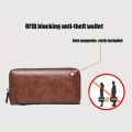 Men's Long Zipper Wallet High Quality Pu Leather Wallet For Men RFID Blocking Business Clutch Bag Credit Card Holder Purse Man. 