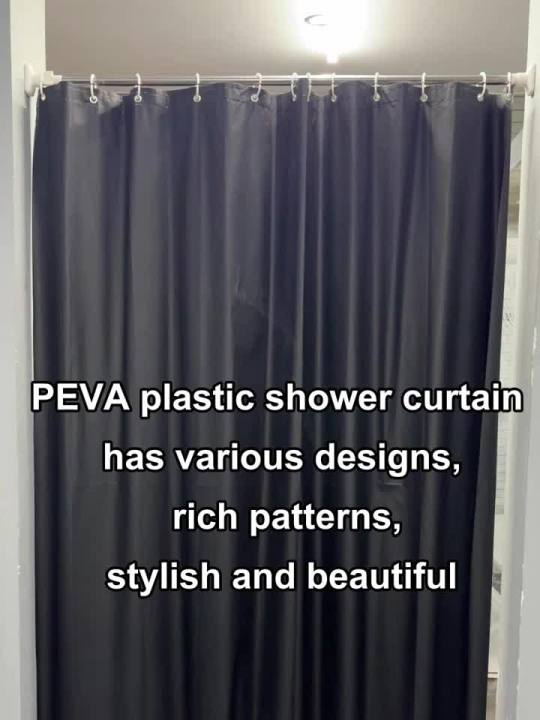 Simple Style Black Shower Curtain Pure Black Design Bathroom Decorative Curtain Partition Curtain PEVA Waterproof Material