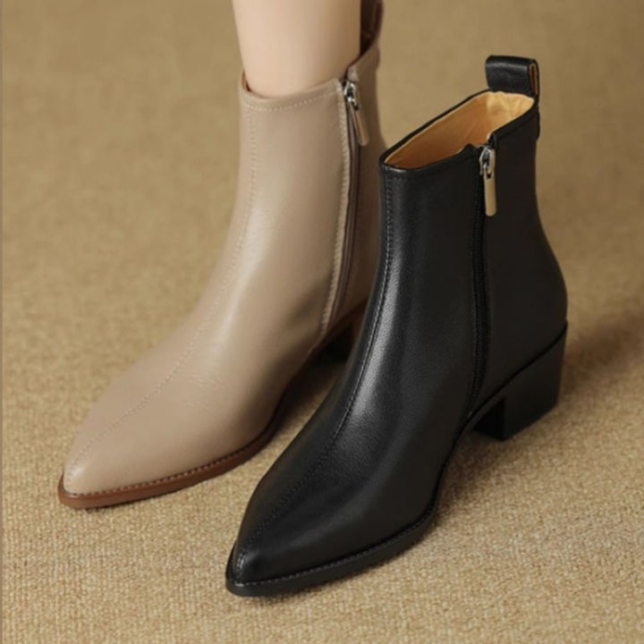 2025%20New%20Women's%20%20Ankle%20Boots%20-%20Minimalist%20Pointed%20Toe%20Mid%20Heel%20Booties%20with%20Soft%20Leather%20&%20Side%20Zipper,%20Slimming%20Fashion%20Boots%20-%20Image%202