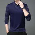 Fall winter men's new classic fashion thin high-end false two-piece long-sleeved shirt business casual lightweight POLO shirt. 