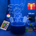 nime Goku Vegeta Dragon Ball Z Super Saiyan 3D Lamp LED Night Light Goku Jiren Broly Table Lamp Gift 7/16 Colors USB charging. 