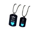 Stainless Steel Luminous Love Heart Her King & His Queen Crown Pendant Necklace for Women Couple Necklace Jewelry. 