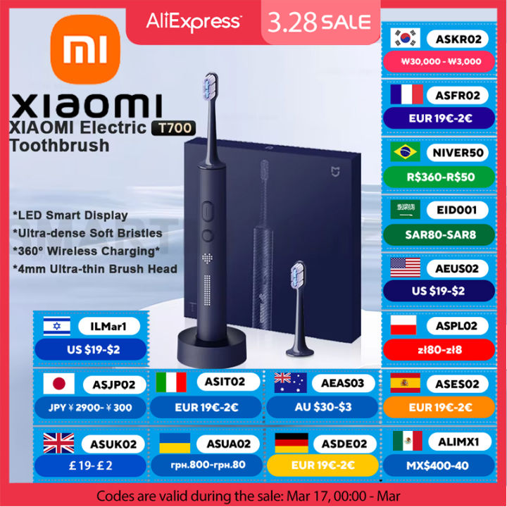 XIAOMI MIJIA T700 Sonic Electric Toothbrush,360° Wireless Charging,3 Modes,Ultrasonic Electric Toothbrushes With 2 Brush Heads