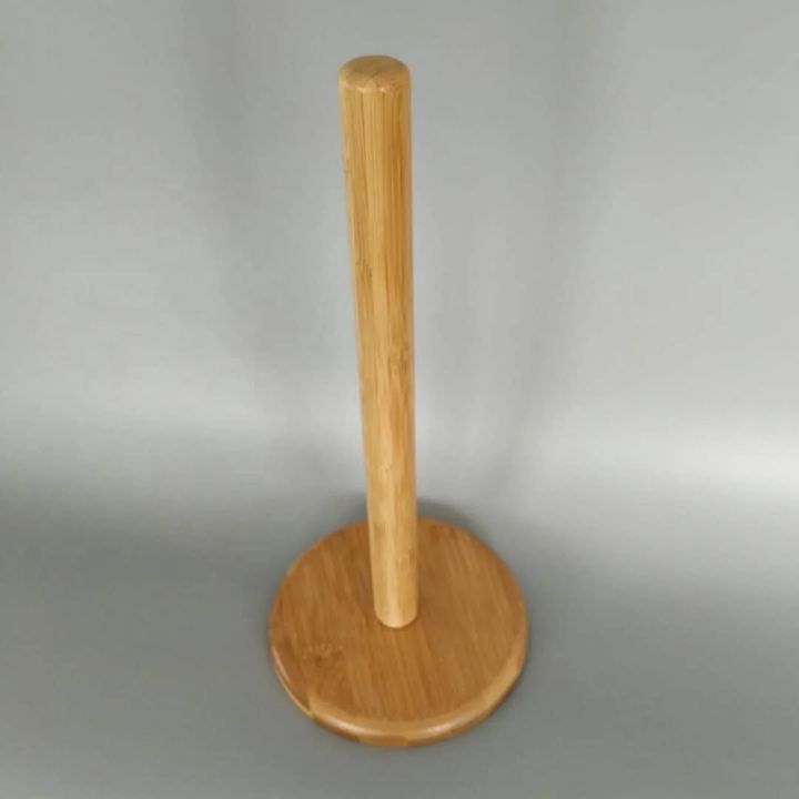 Wood Paper Towel Holder,Simply Standing Counter Top Wooden Paper Roll Holder for Cabinet Table (Round Bottom)