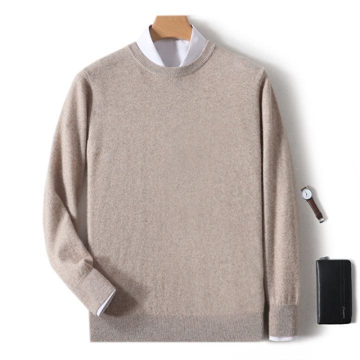 2025%20100%25%20Pure%20Merino%20Wool%20Men's%20Round%20Neck%20Pullover%20Solid%20Color%20Plus%20Size%20Casual%20Sweater%20Autumn%20And%20Winter%20Sports%20Cashmere%20Top%20-%20Image%206