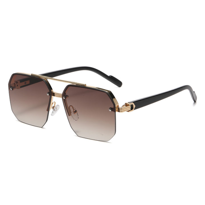 Men's%20Metal%20Sunglasses%20Square%20Half%20Frame%20Rice%20Nails%20Casual%20Trend%20Personality%20Retro%20Fashion%20Outdoor%20Sports%20Eyeglasses%20-%20Image%206