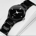 Fashionable Black And Silver Watch For Women. 
