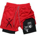 Men's Compression Shorts Anime Demon Slayer Print Beach Shorts Gym Fitness Running Quick Dry Short Pants Summer Print Sportswear.
