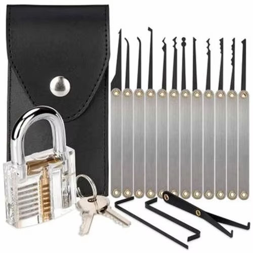 Broken Key Extractor Remove Tool With 14PCS Transparent Practice Locks Locksmith Tool