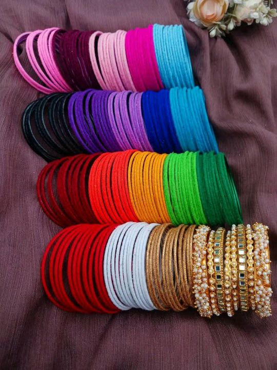 metal%20velvet%20colorful%20gajra%20Kaundan%20churi%20combo%20set%20-%20Image%203