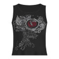 Y2k Crop Top Aesthetic clothing ​Fairy Grunge Rhinestone Graphic Tank Tops 90's Black Ribbed Sleeveless Tank Top Y2k. 
