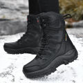 Men Motorcycle Tactical Boots Lace Up Women Army Warm Comfortable Climbing Hiking Shoes Plush Unisex Hunting Boots High Quality. 