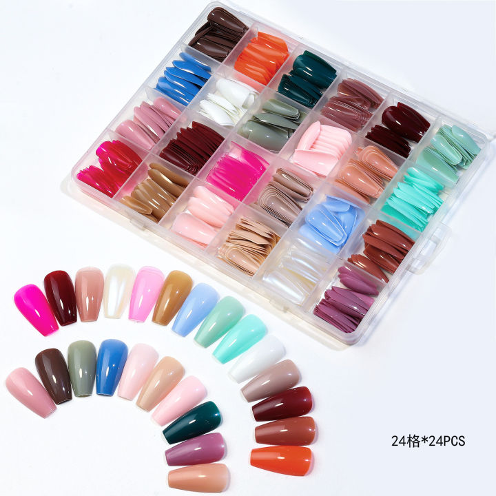24 Sets Nails Tray (576 Pcs) with 1 Free Glue