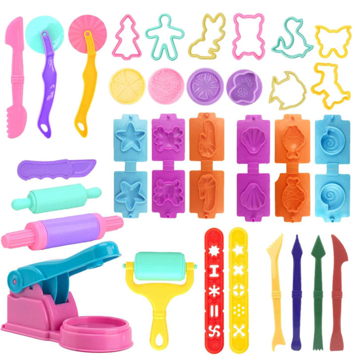 Play Dough Accessories Set for Kids Playdough Tools with Various Plastic Molds Rolling Pins Cutters Clay Model for Children Kids