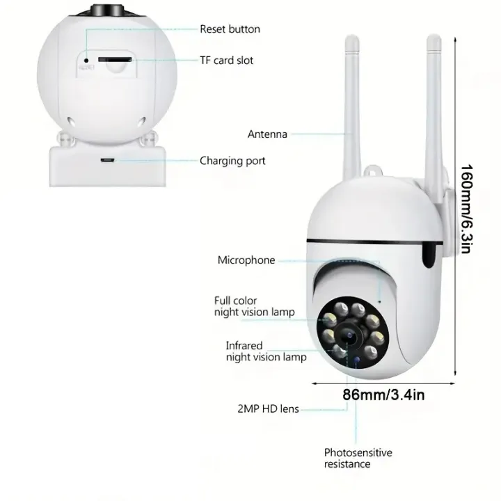 Security%20Camera%201080P%20HD%20Camera%20355%C2%B0%20Surveillance%20Camera%20Night%20Vision%20Motion%20Detection%20Siren%20WiFi%20Remote%20Two-Way%20Audio%20Waterproo%20-%20Image%204