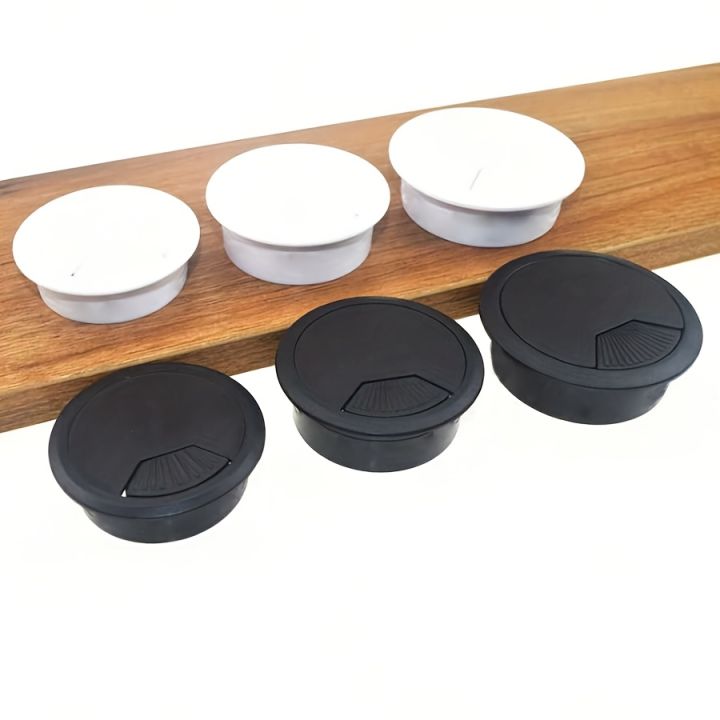 4pcs 60mm Desk Table Plastic Cable Hole Cover PC Computer Desk Round ...