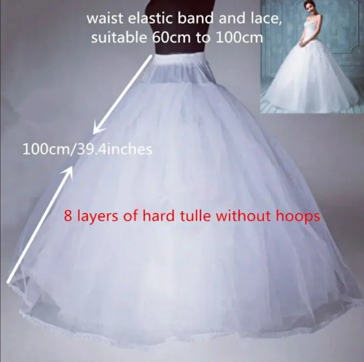 4/6/8%20Layers%20Tulle%20Crinoline%20Skirt%20Hoopless%20Petticoat%20Underskirt%20for%20Bridal%20Wedding%20Dresses%20-%20Image%205