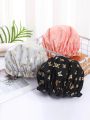 Waterproof Shower Cap Hot Stamping Printed Polyester Cotton Bath Cap Double Layer for Women Shower Bath Washing Hair. 