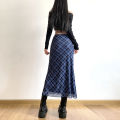 Women Spring Autumn Plaid Print Wrap Hips Skirts Fashion Ankle-Length Slim Pencil Skirts Preppy Style Girls Slit Midiskirt.