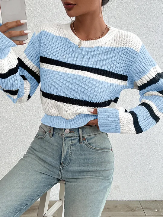 2024%20autumn%20and%20winter%20hot%20sale%20new%20acrylic%20loose%20drop%20shoulder%20round%20neck%20color%20matching%20knitted%20long%20sleeve%20ladies%20sweater%20-%20Image%206
