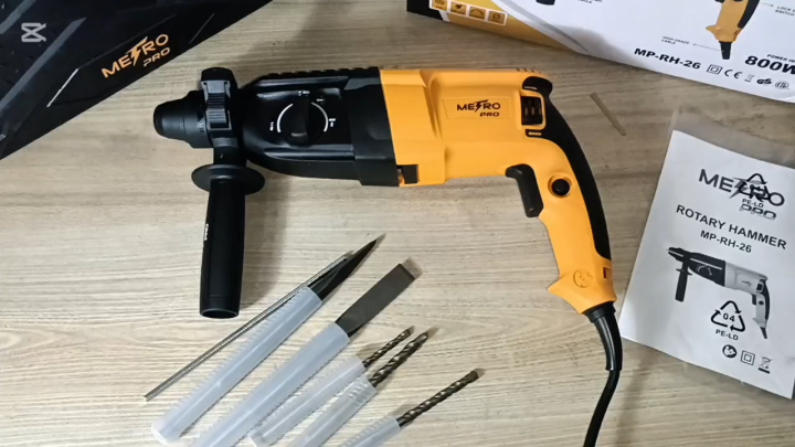 Rotary Hammer Hilti Drill Machine 26MM, Triple Function Rotary Drill Machine with Drill Bits and accessories