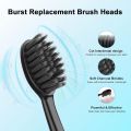 10pcs Replacement Brush Heads for Original Burst Pro Sonic Electric Toothbrush Soft Charcoal Bristles Refill with Dust Cover Cap.