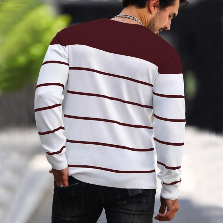 2024%20New%20O-neck%20Cotton%20Pullover%20Men's%20Sweater%20Striped%20Casual%20Autumn%20and%20Winter%20High%20Quality%20Knitted%20Sweaters%20for%20Men%20-%20Image%205