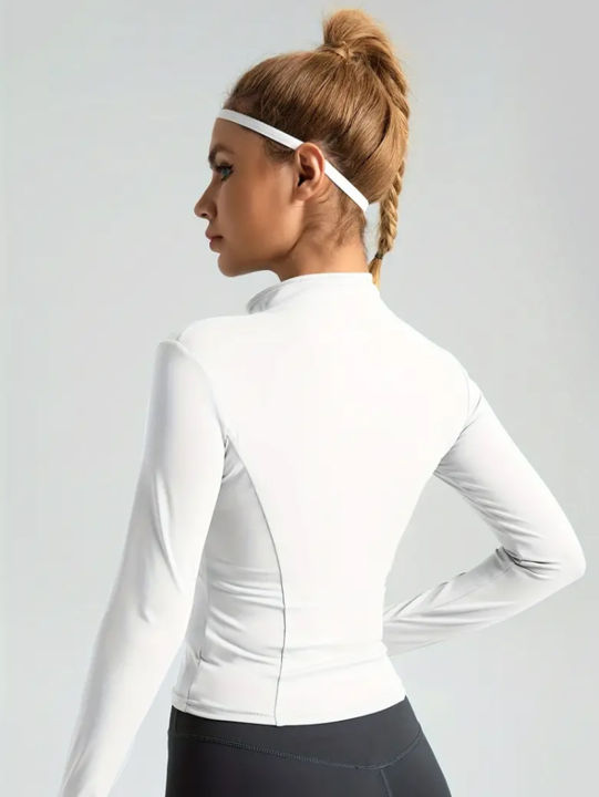 Yoga%20clothes%20women's%20autumn%20and%20winter%20sports%20yoga%20coat%20standing%20collar%20long%20sleeve%20top%20Pilates%20training%20running%20fitness%20clothes%20-%20Image%202