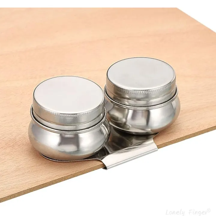 Palette%20Cups,%20Paint%20Pot%20Container%20Cup%20with%20Lid%20and%20Clip%20Double%20Dippers%20Stainless%20Steel%20for%20Oil%20Painting,%20Silver%20-%20Image%205