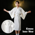 Japanese Traditional Kimono Juban Women White Yukata Kimono Bottom Lining With Belt Haori Intimate Kimono Inner Wear Underwear.