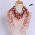 Women Embroidered Lace Tassel Scarf Triangle Fringe Solid Color Shawls Fashion Lightweight Prayer Hijab 150*40cm.